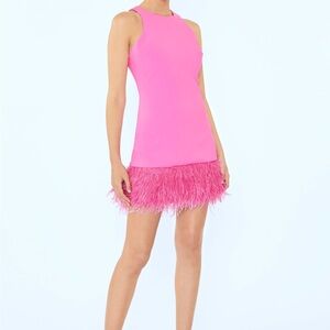Likely Pink Feathered Mini Dress